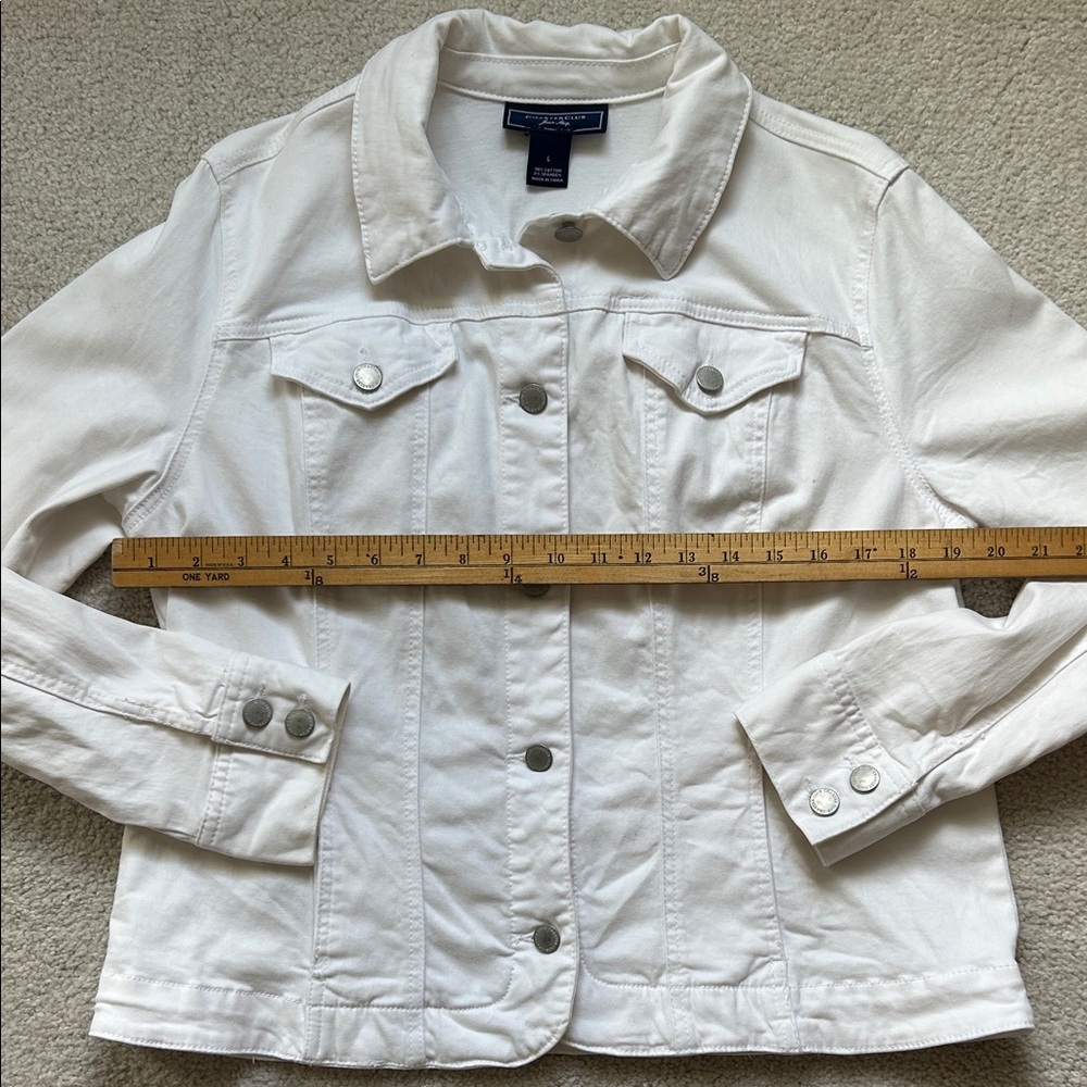 Women’s Charter Club White Denim Jacket with Button Front Size L - Picture 8 of 10